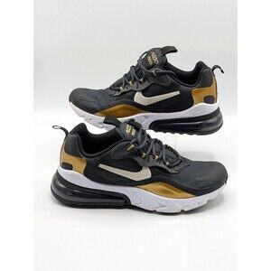 Nike Shoes Youth 6.5 W 8 Black Metallic Gold Lace-Up Air Max 270 React Running
